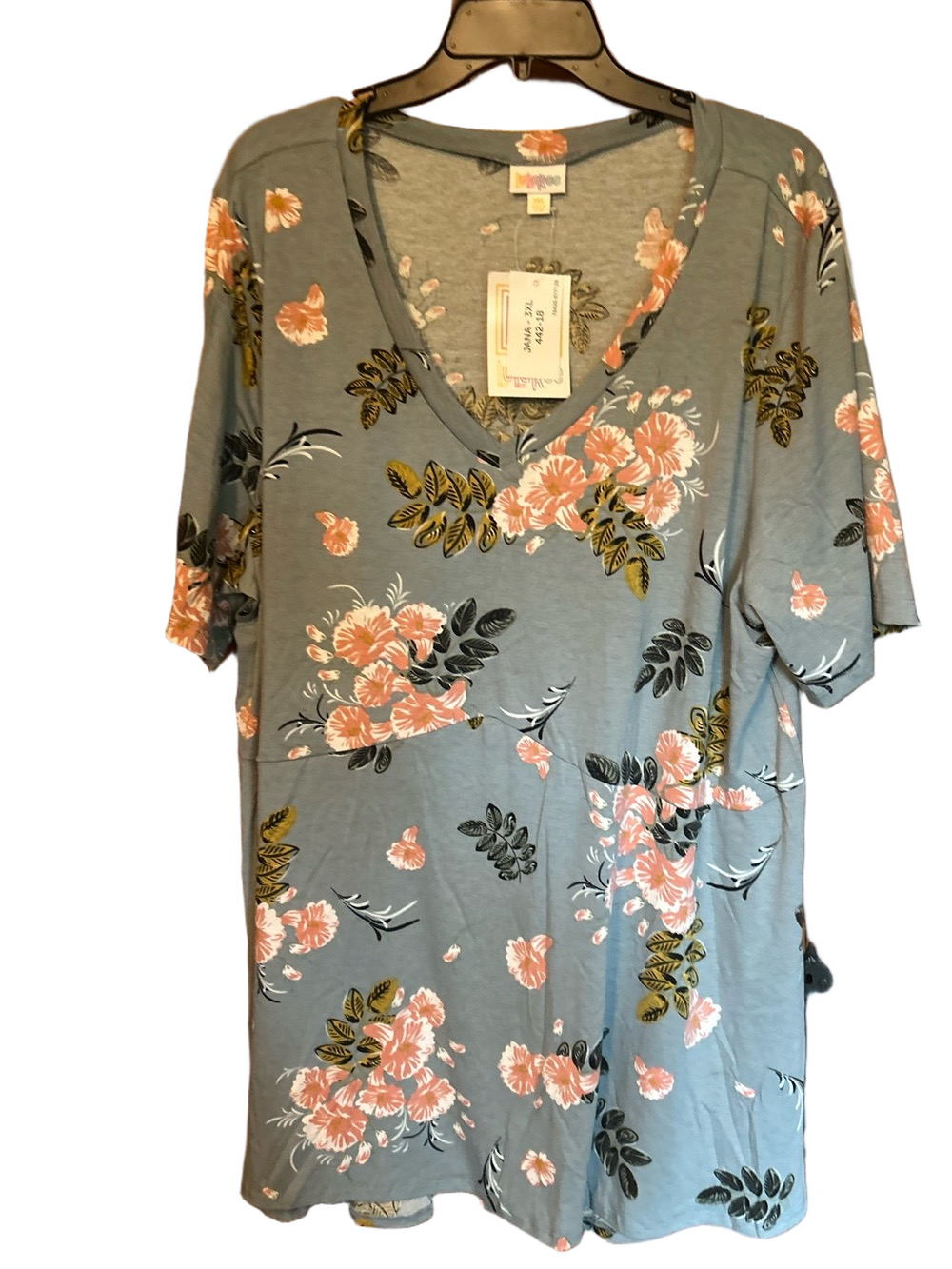 LuLaRoe Woman’s Short Sleeve Floral V-Neck Women's Top Jana - 3X